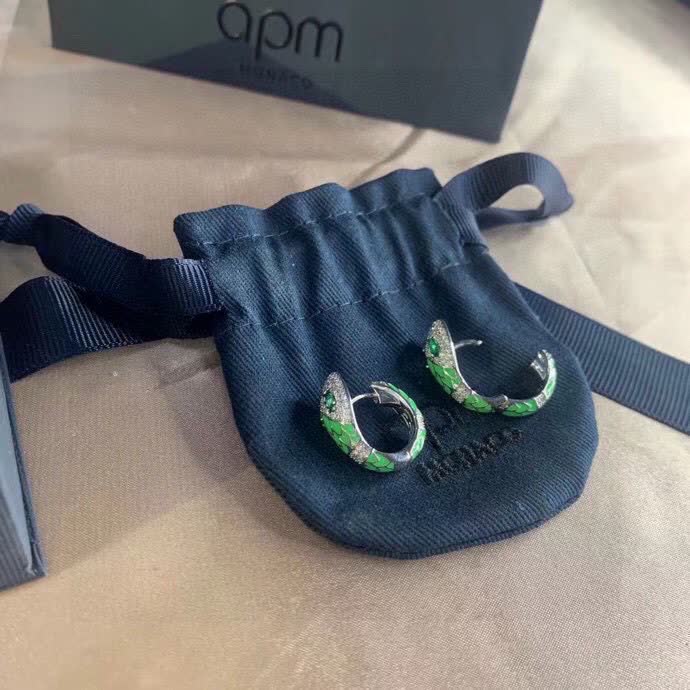 APM Monaco Emerald Serpent Hoop Earrings